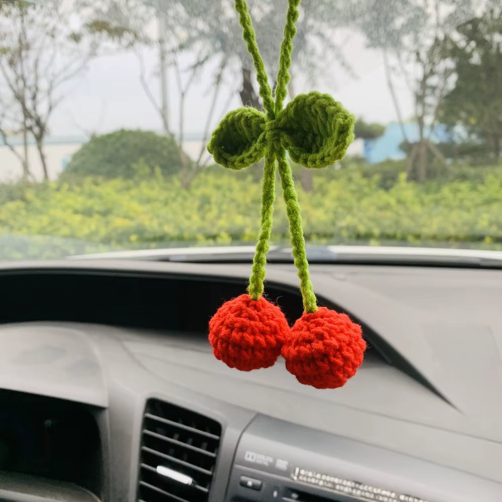 Cherry Flower Car Mirror Charm – Cute Rearview Hanging Decor – image 6