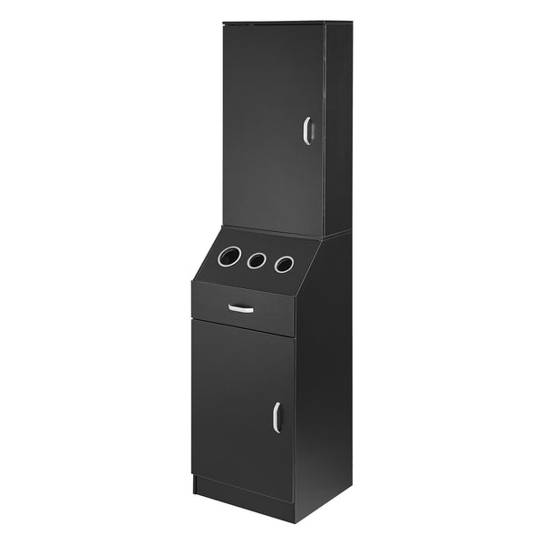 Salon Station Organizer – Cabinet with 3 Hair Dryer Holders, Black