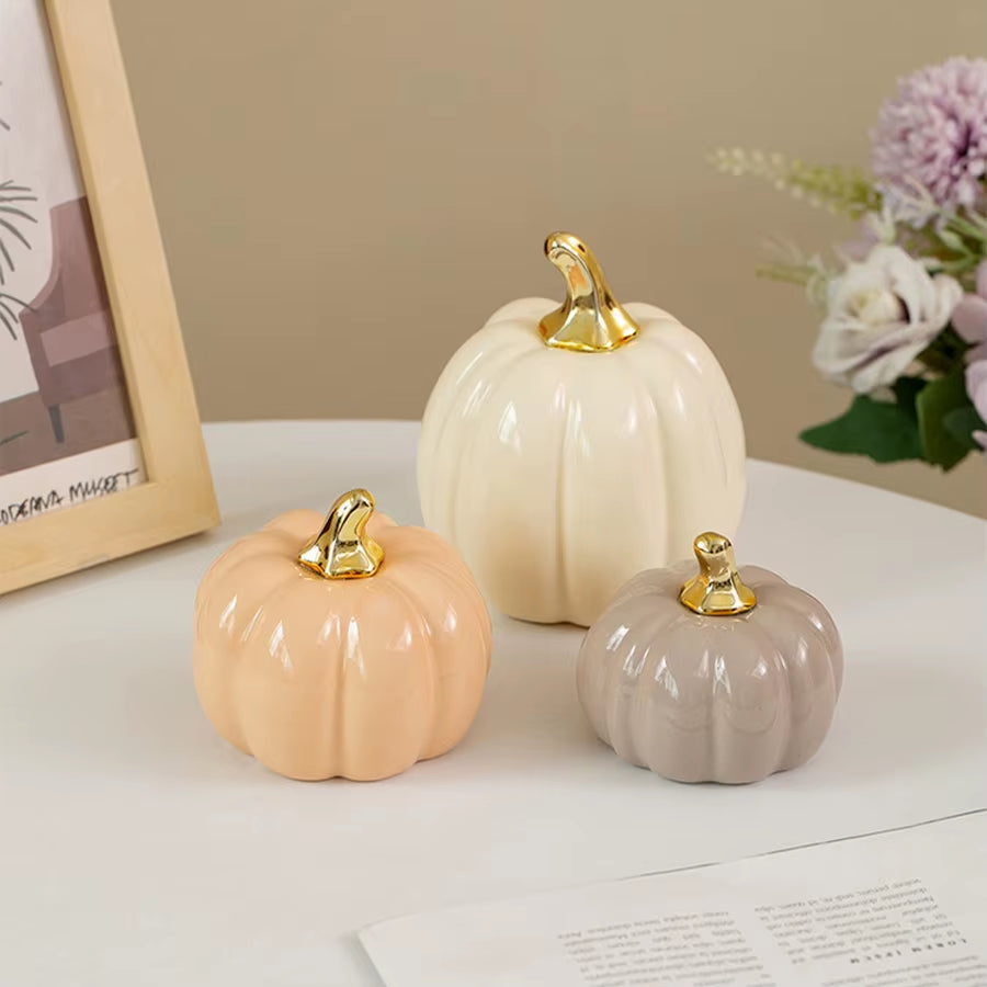 Ceramic Pumpkin Figurine, Nordic Style Tabletop Fall Decor Sculpture – image 5