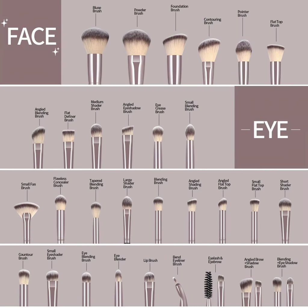 30-Piece Professional Makeup Brush Set with Travel Bag – image 7