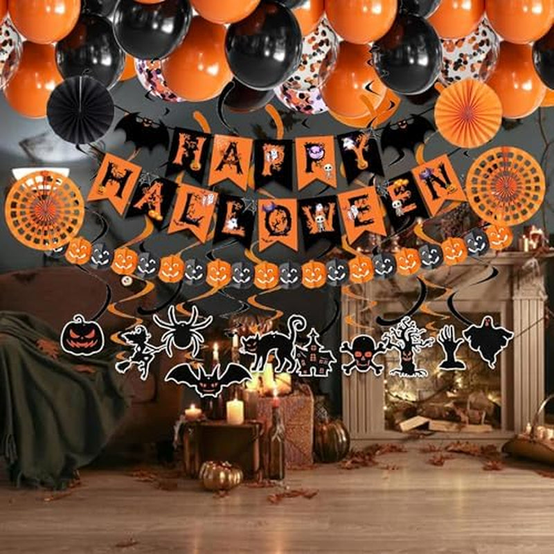Halloween Party Decorations Set – Banner, Paper Fans and Streamers – image 9