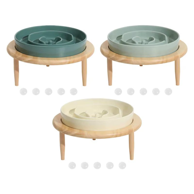 Ceramic Slow Feeder Bowl - Elevated Dog Bowl with Wood Stand – image 5