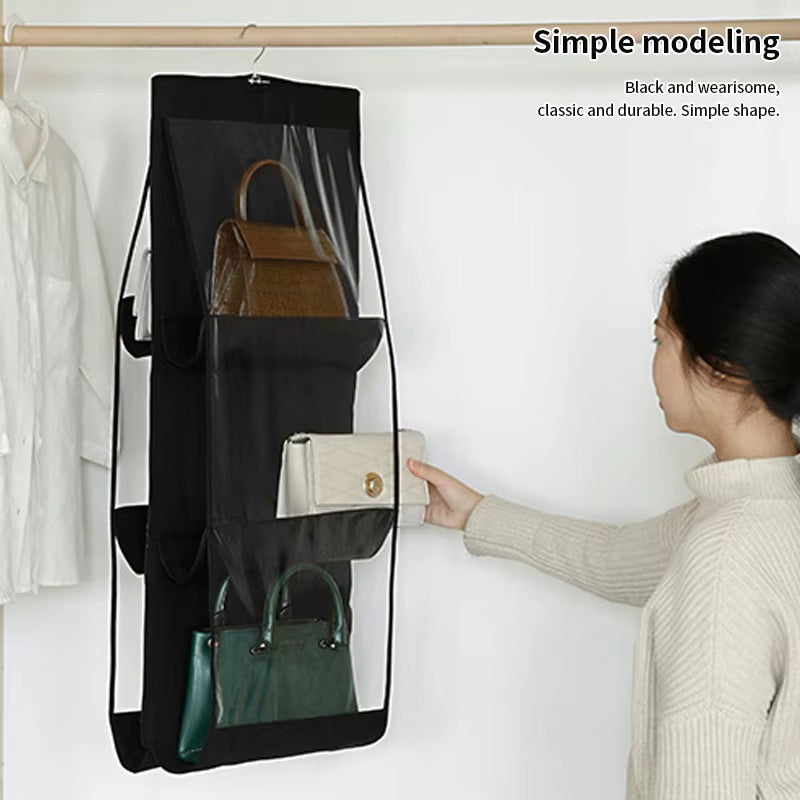 Hanging Handbag Organizer - 6 Pocket Foldable Closet Storage – image 4