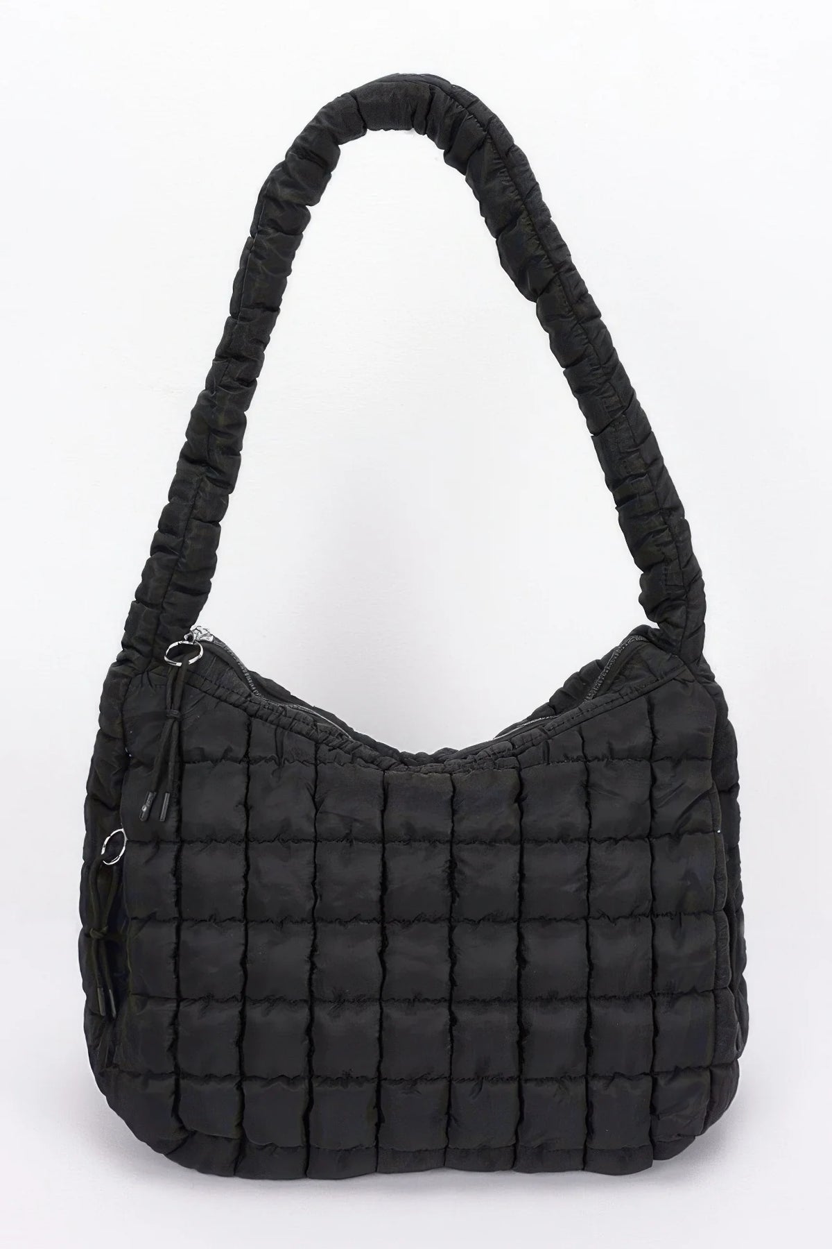 Quilted Nylon Crossbody Bag, Padded Shoulder Bag with Adjustable Strap