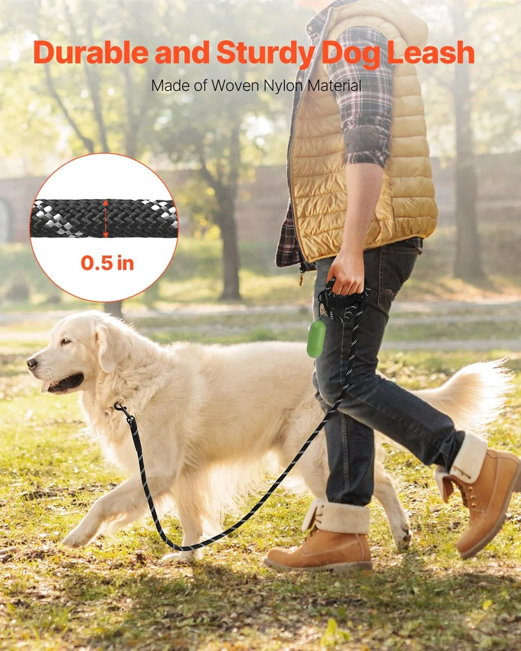 Rope Dog Leash - 6 ft Heavy Duty Reflective Leash – image 2