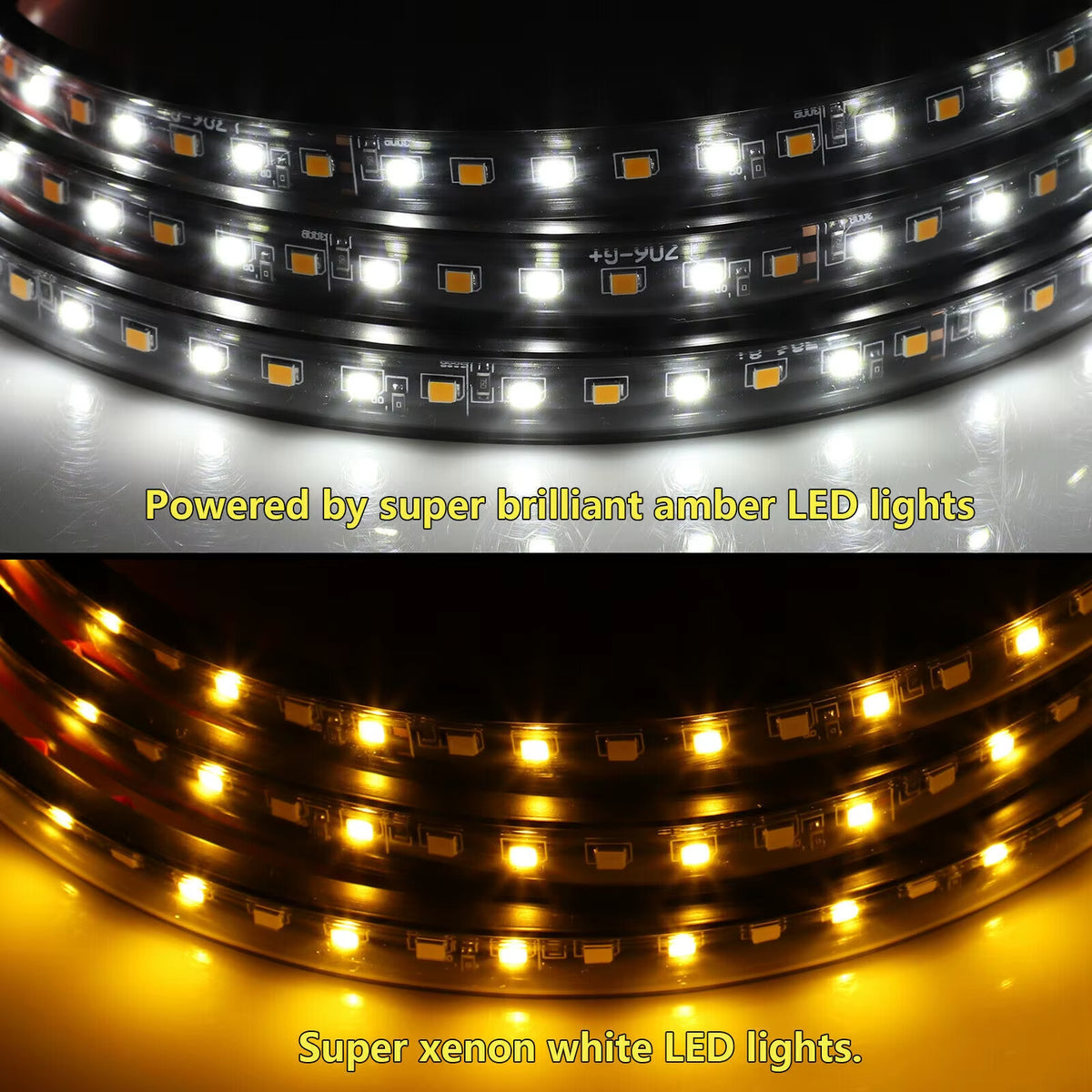LED Running Board Light Strips, 2-Pack White and Amber 12V