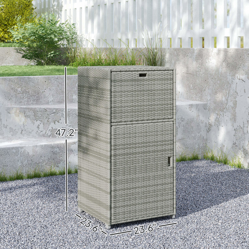 Outdoor Wicker Storage Cabinet with Drawer, 47 in Pool Towel Storage – image 2