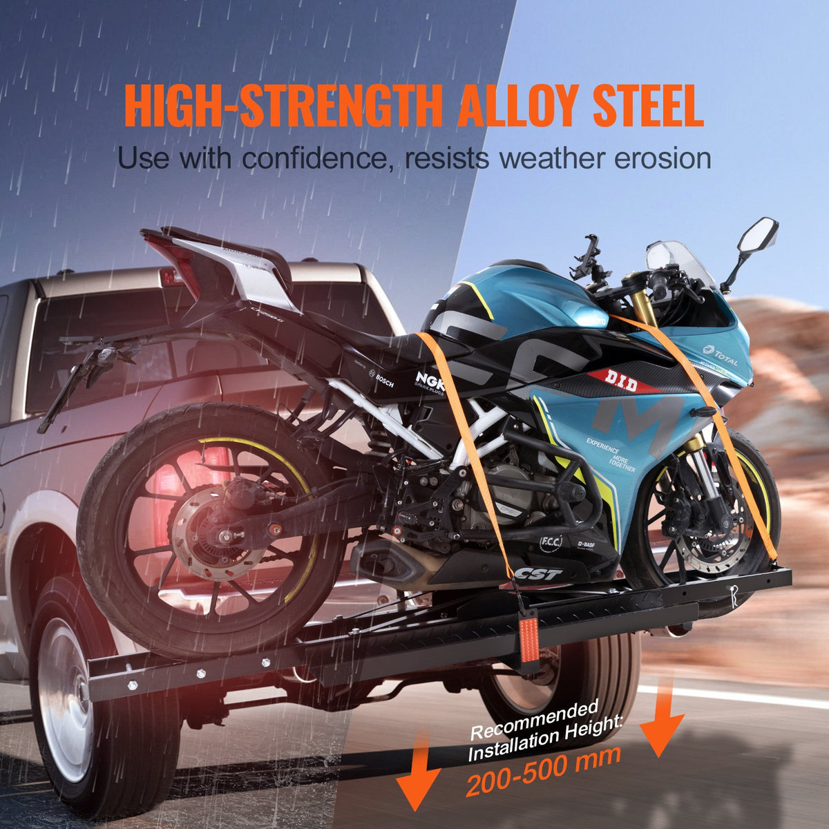 Hitch Motorcycle Carrier – 600 lb Steel Rack with Loading Ramp – image 11