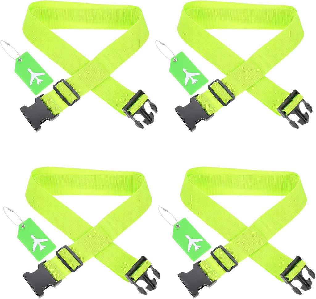 Luggage Straps with Tags, 4-Pack Adjustable Suitcase Belts