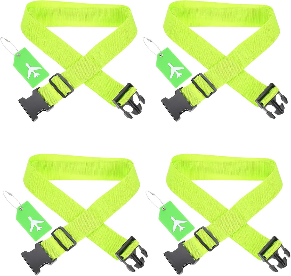 Luggage Straps with Tags, 4-Pack Adjustable Suitcase Belts