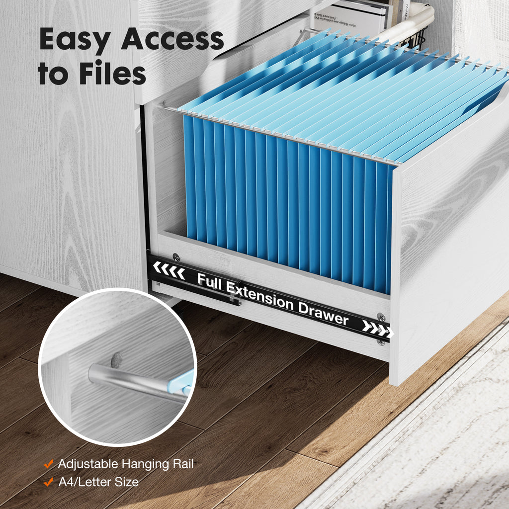 3-Drawer Rolling Lateral File Cabinet with Open Shelves and Printer Top – image 11