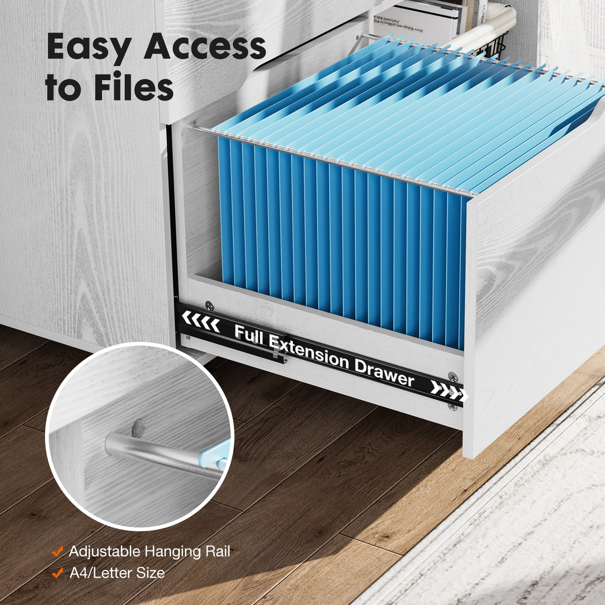 3-Drawer Rolling Lateral File Cabinet with Open Shelves and Printer Top – image 11