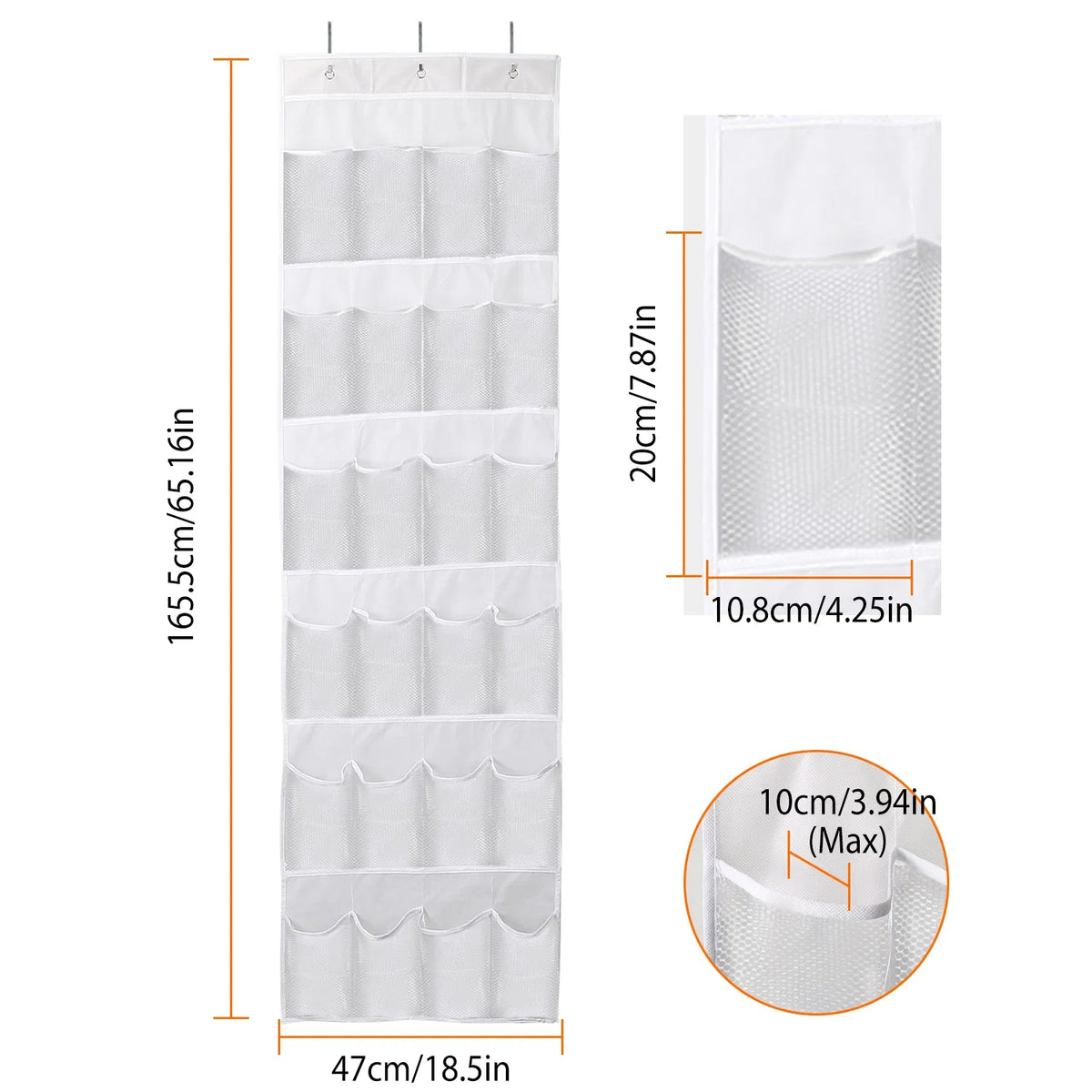 Over the Door Shoe Organizer - 24 Clear Pockets with Metal Hooks – image 4