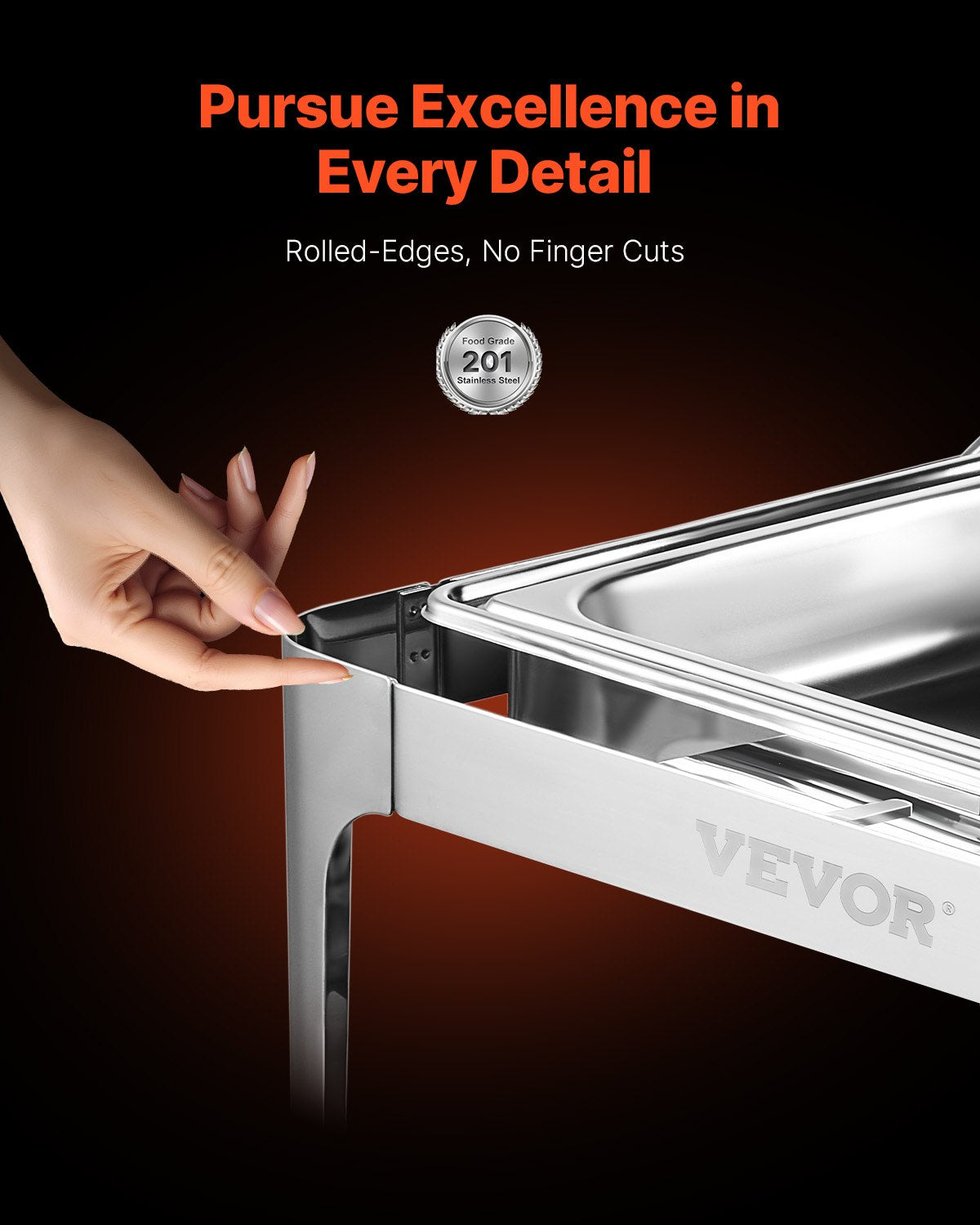 9 Qt Roll Top Chafing Dish With Full-Size Pan, Stainless Steel – image 4