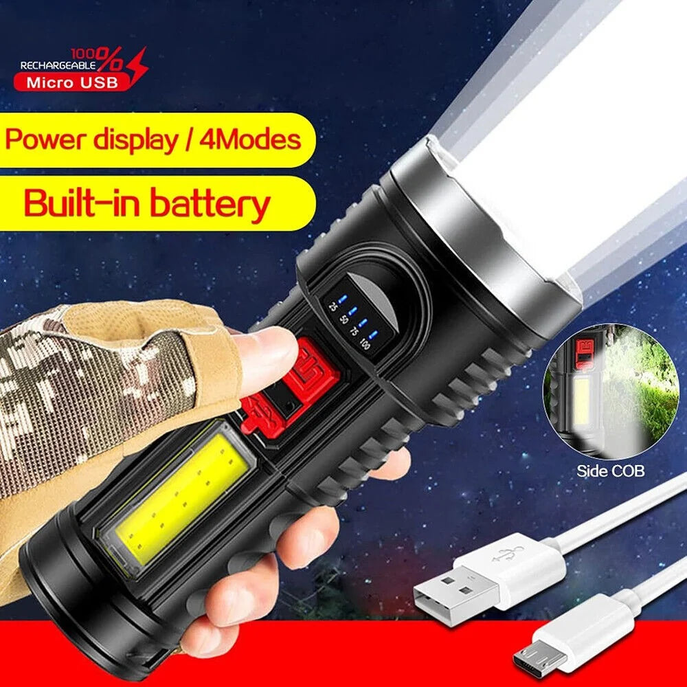 LED Work Light – Rechargeable Flashlight with COB Side Light – image 3