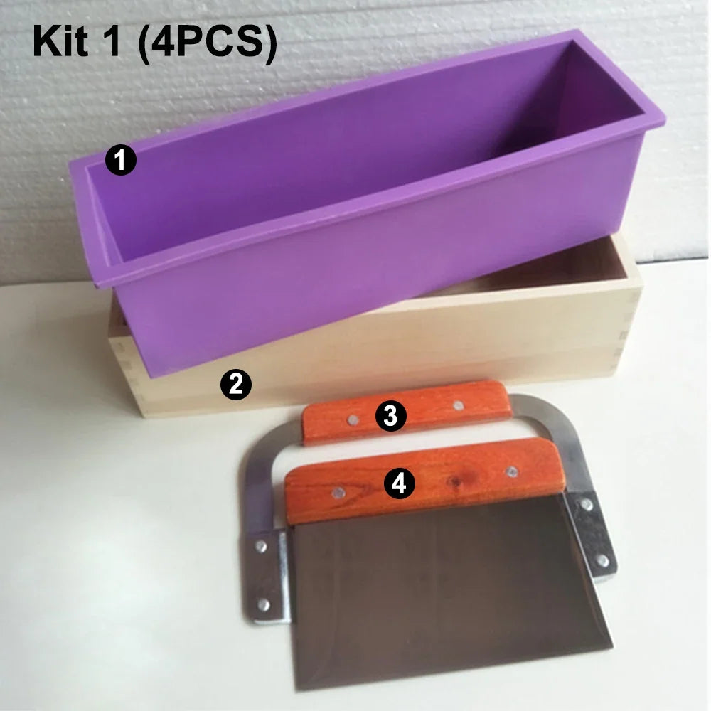Silicone Soap Mold Kit with Wooden Box and Cutters, 42 oz – image 17