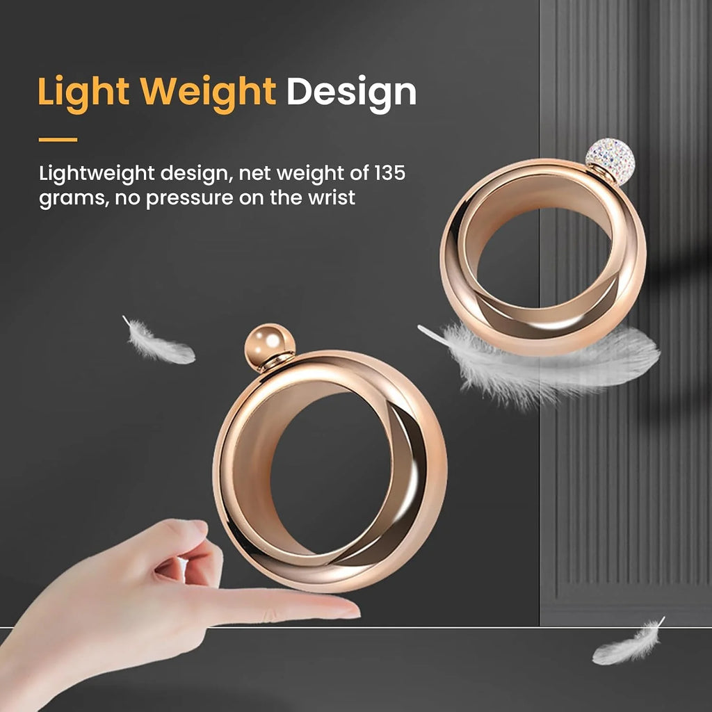 Bracelet Hip Flask with Funnel – Rose Gold Stainless Steel – image 4