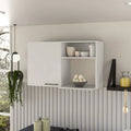 Kitchen Wall Cabinet with 2 Doors and Open Shelves, White Finish
