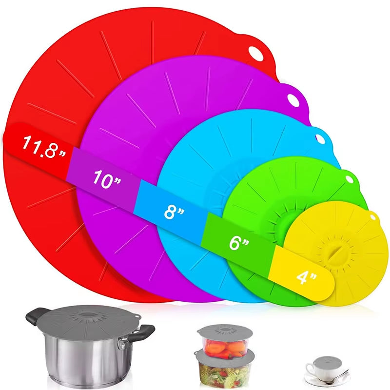 Silicone Stretch Lids - 5 Pack Reusable Bowl & Microwave Covers