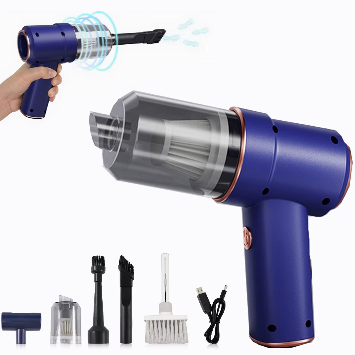 Electric Air Duster and Mini Vacuum, Cordless Keyboard Cleaner – image 2