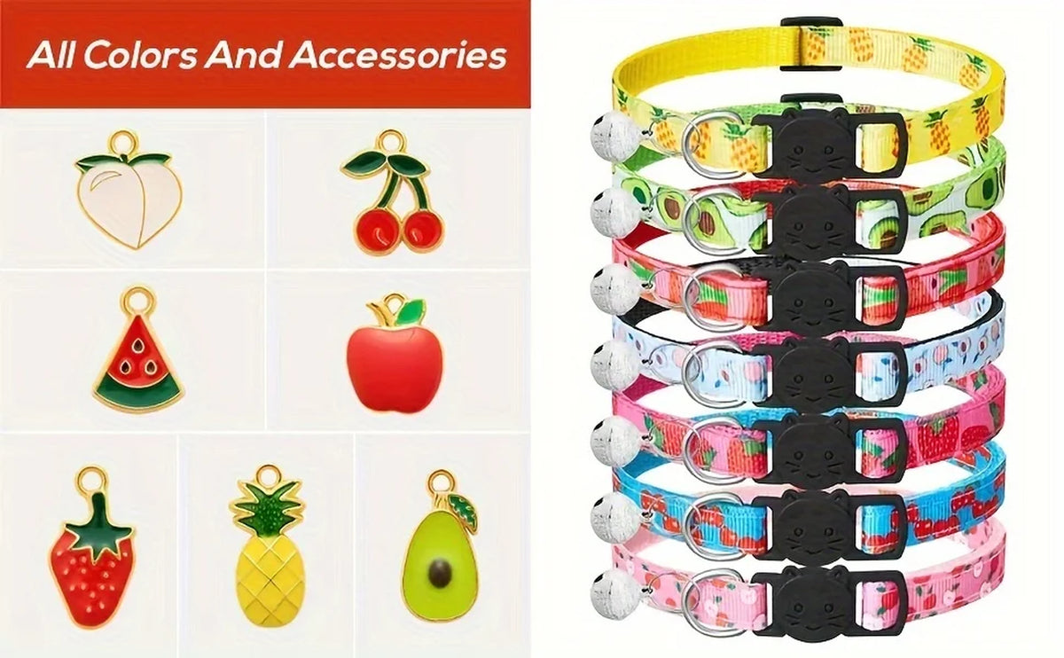 Breakaway Cat Collars 7-Pack - Fruit Pattern Kitten Collars with Bells – image 5