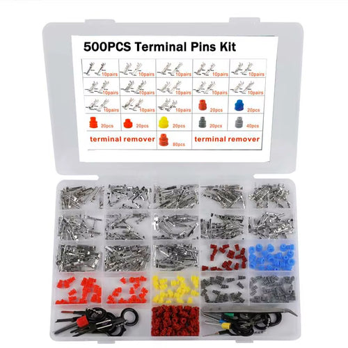 Automotive Terminal Pin Kit – 500 Pc Wire Pins, Seals & Removal Tool