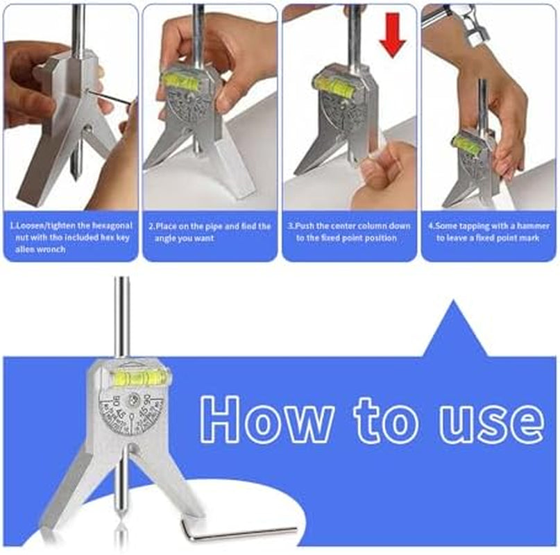 Pipe Center Finder, 4 in Y-Head Centering Tool with Bubble Protractor – image 4