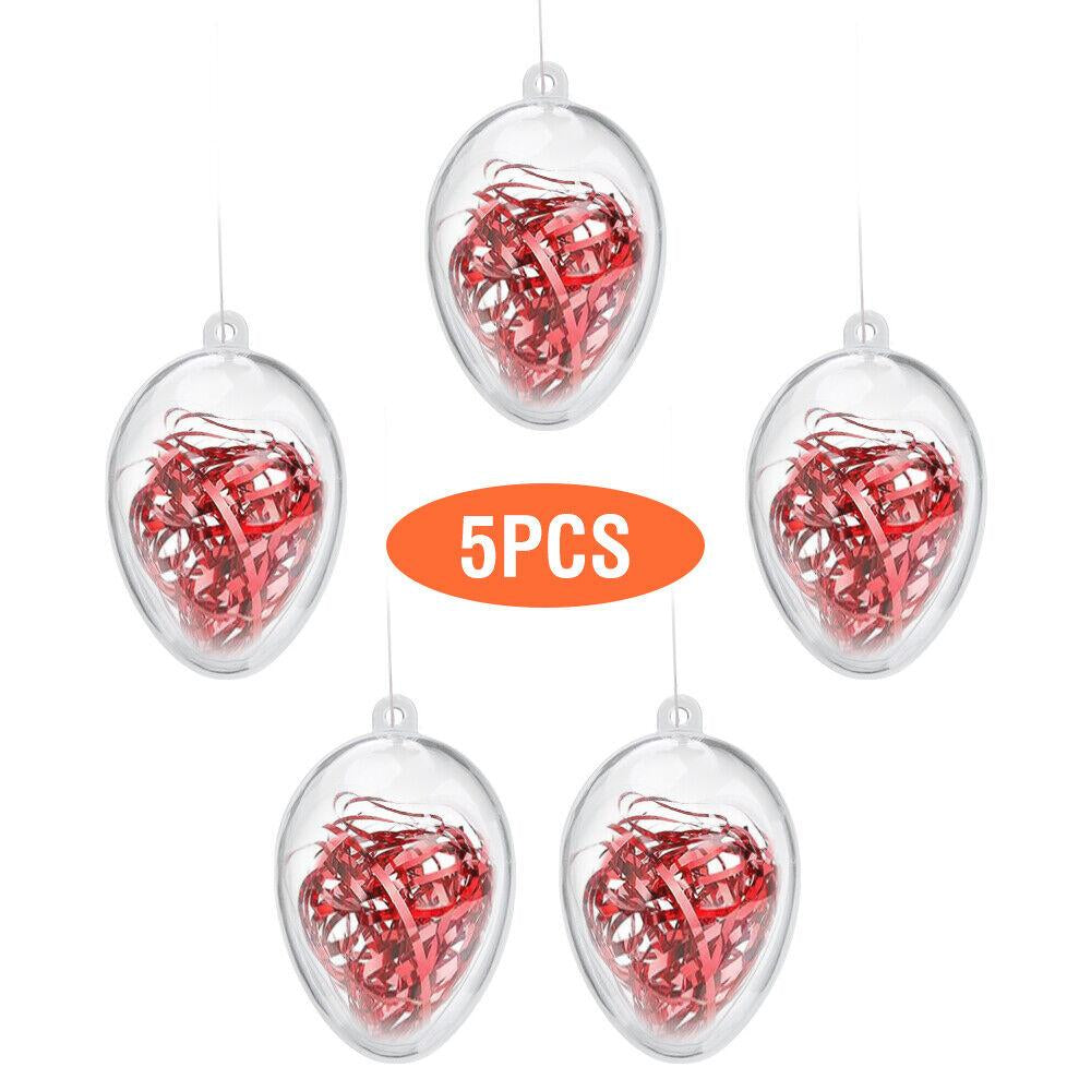Fillable Christmas Ornaments – 5 Pc Clear Plastic Ball Baubles – image 4