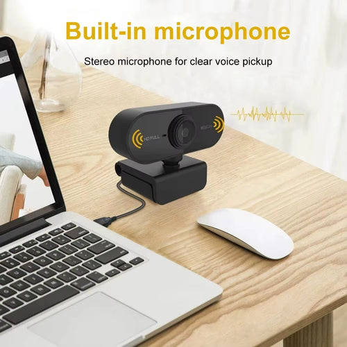 1080P HD USB Webcam with Built-In Microphone and Mini Tripod – image 2