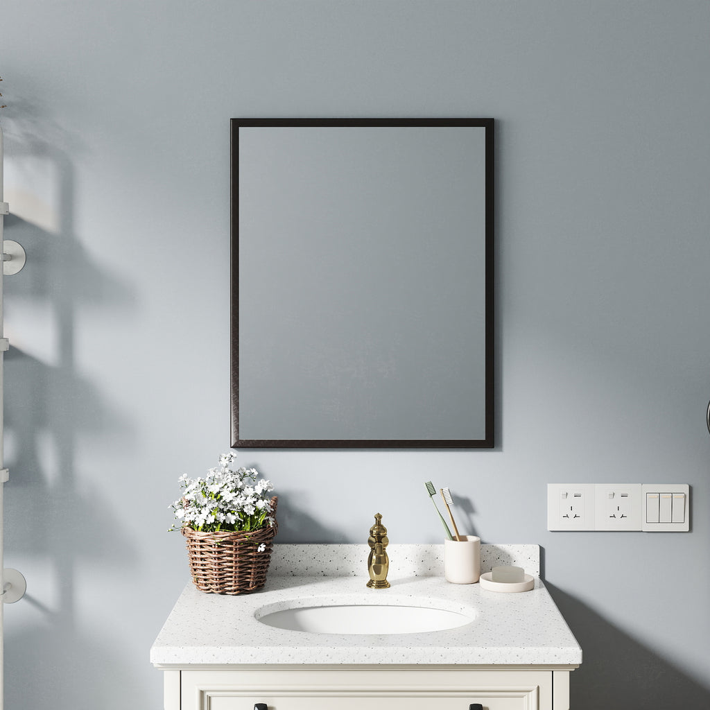 Bathroom Wall Mirror, 24 x 30 in Black Aluminum Frame – image 4