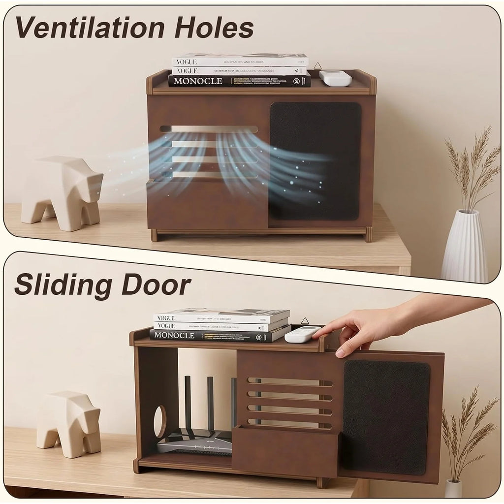Router Box Hider, Wooden Wall Shelf with Storage and Chalkboard – image 2