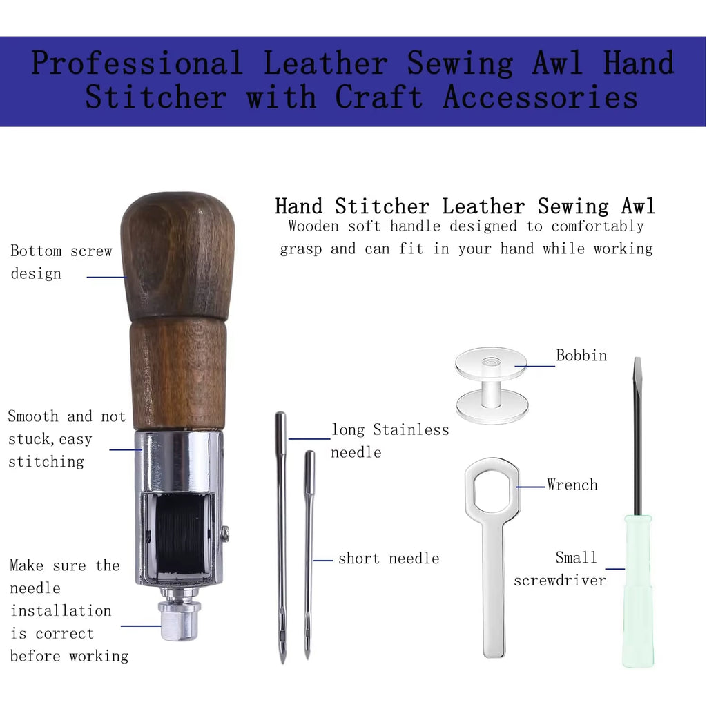 Leather Sewing Awl Kit with Waxed Thread and Needles – image 5