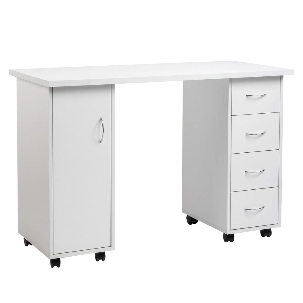 White Manicure Nail Table with Wrist Rest and Drawers – image 9