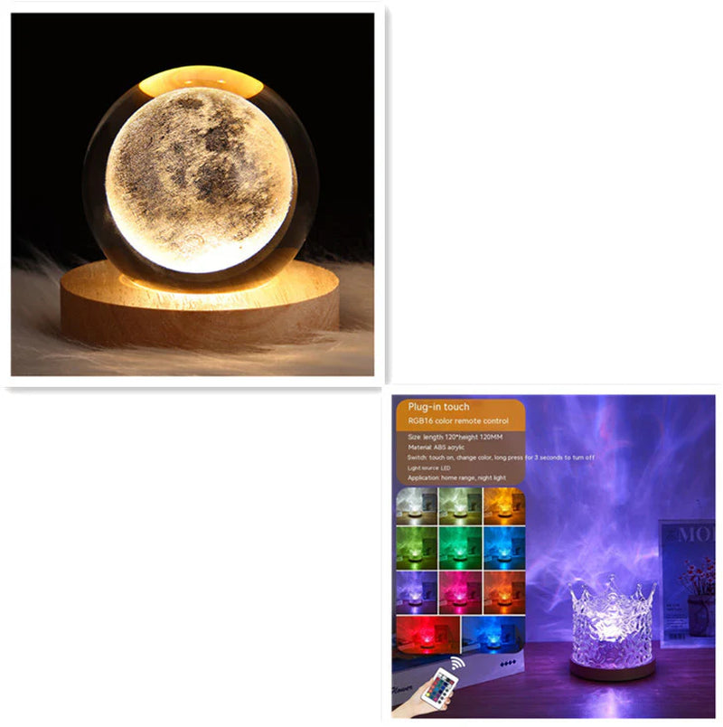 Water Ripple Night Light, Rotating Crystal Table Lamp, 16 Colors – image 9