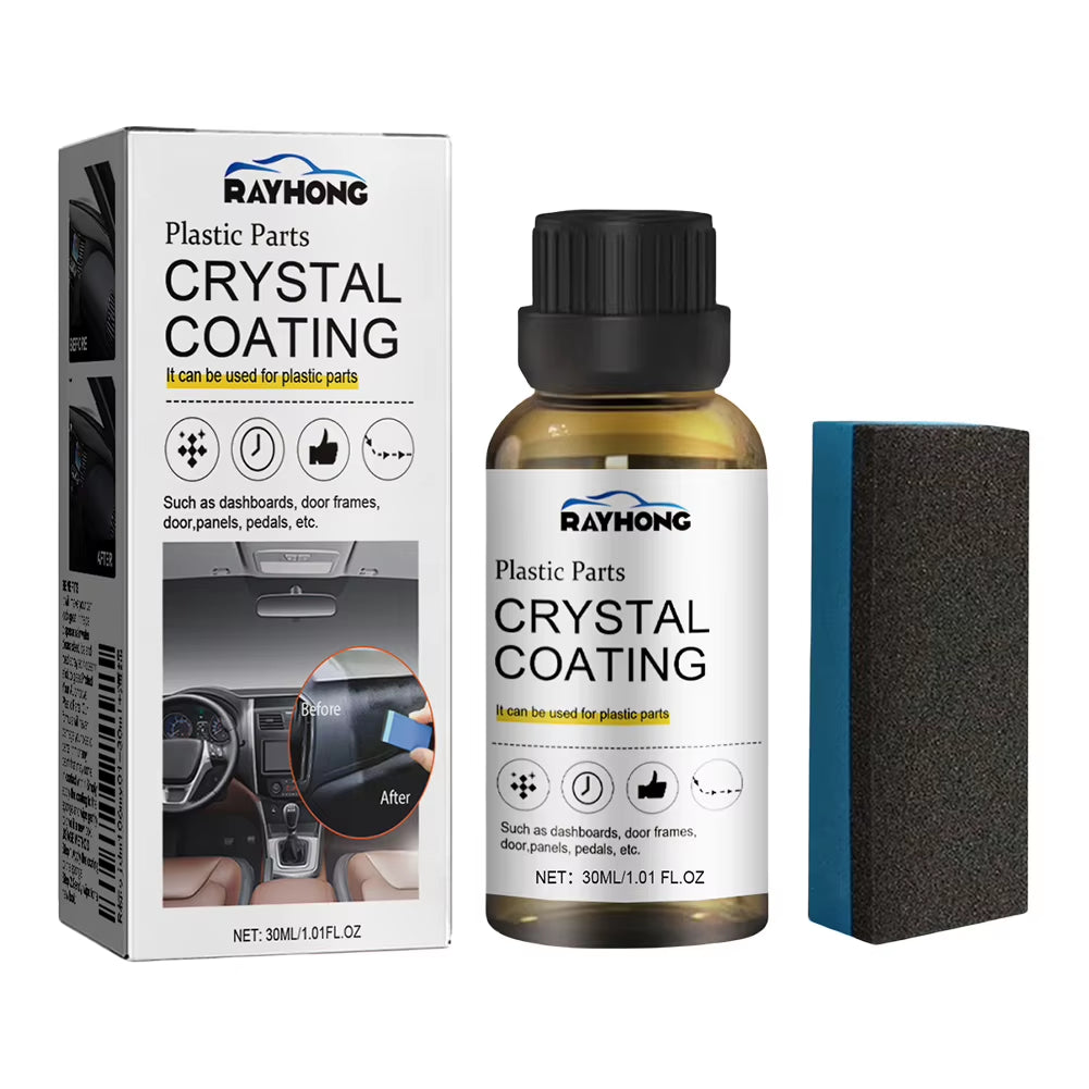 Car Plastic Restorer 30Ml - Trim Refurbishment Coating with Applicator Sponge