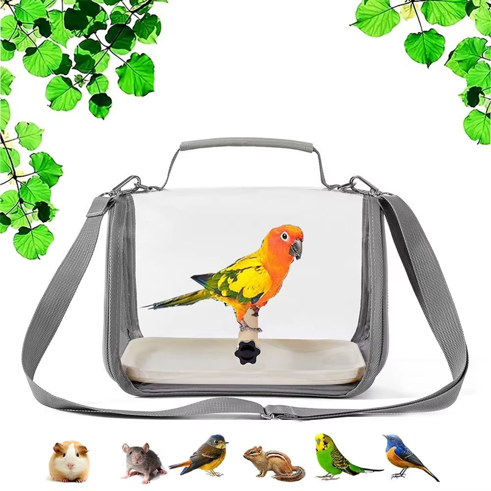 Portable Bird Carrier Bag with Perch Stand, Foldable Travel Cage – image 3