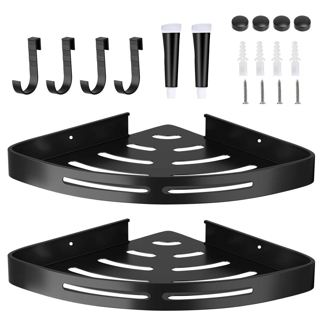 Corner Shower Caddy Shelf 2 Pack, Aluminum Adhesive Wall Rack – image 7