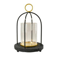 Hurricane Glass Candle Holder with Resin Base, Black