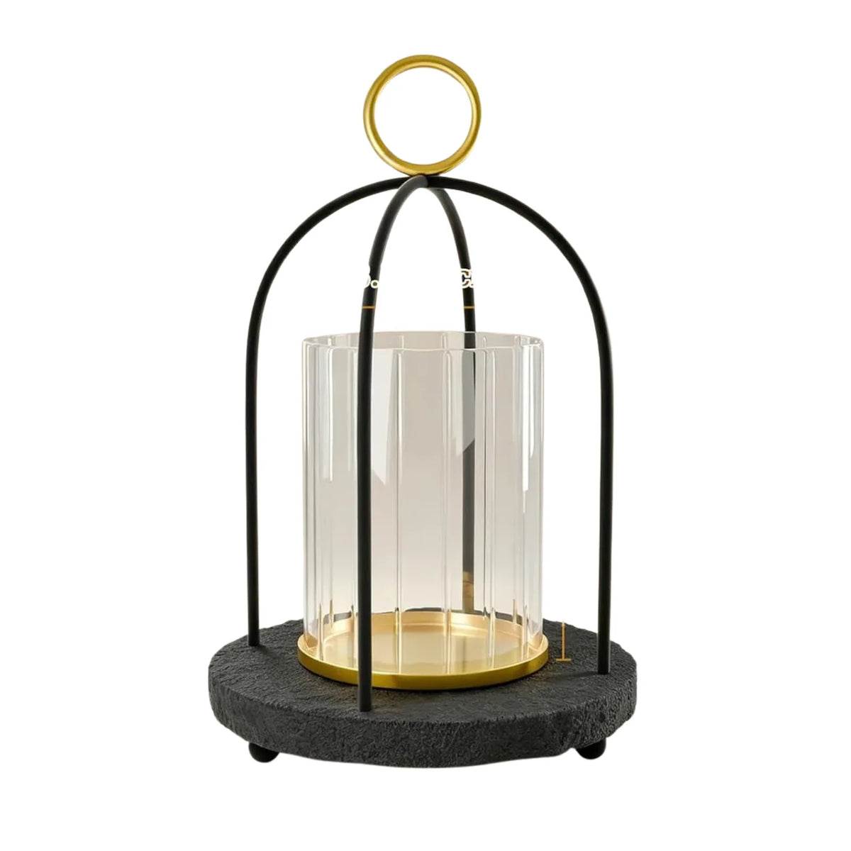 Hurricane Glass Candle Holder with Resin Base, Black