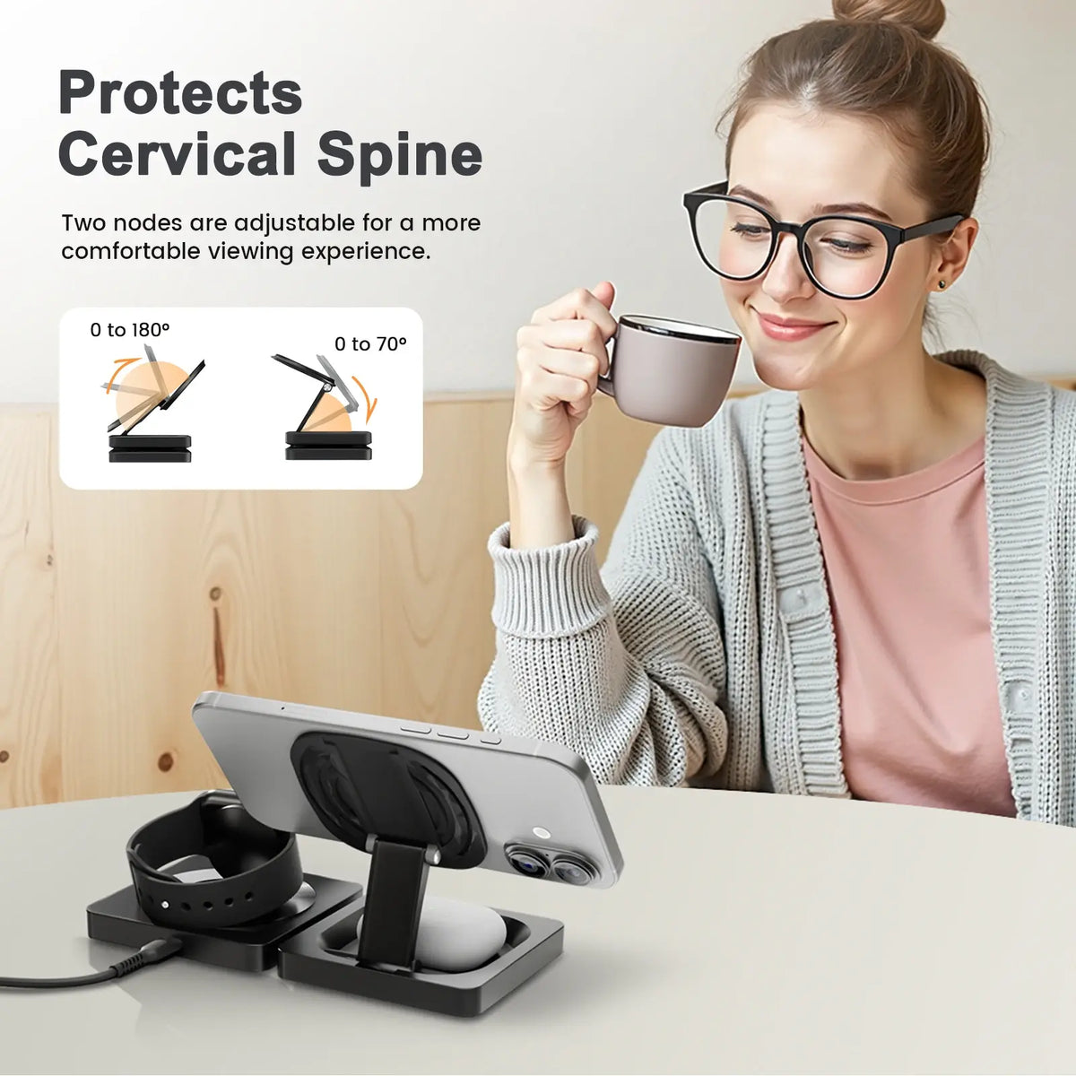 Magnetic Wireless Charger Stand 3-in-1, Foldable Charging Station – image 14