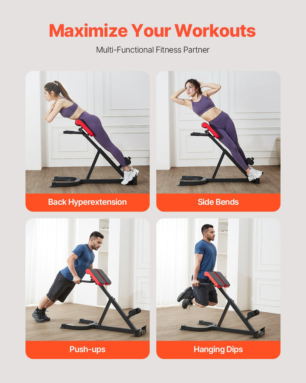Adjustable Roman Chair Hyperextension Bench, 300 lb Capacity – image 2