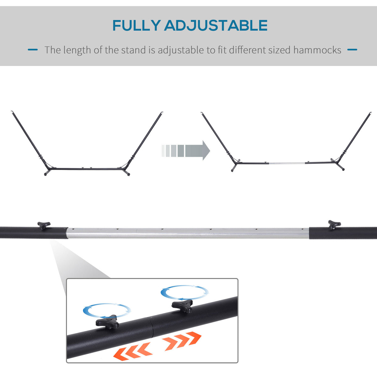 Adjustable Hammock Stand 10-13 ft, Powder-Coated Steel Frame – image 6