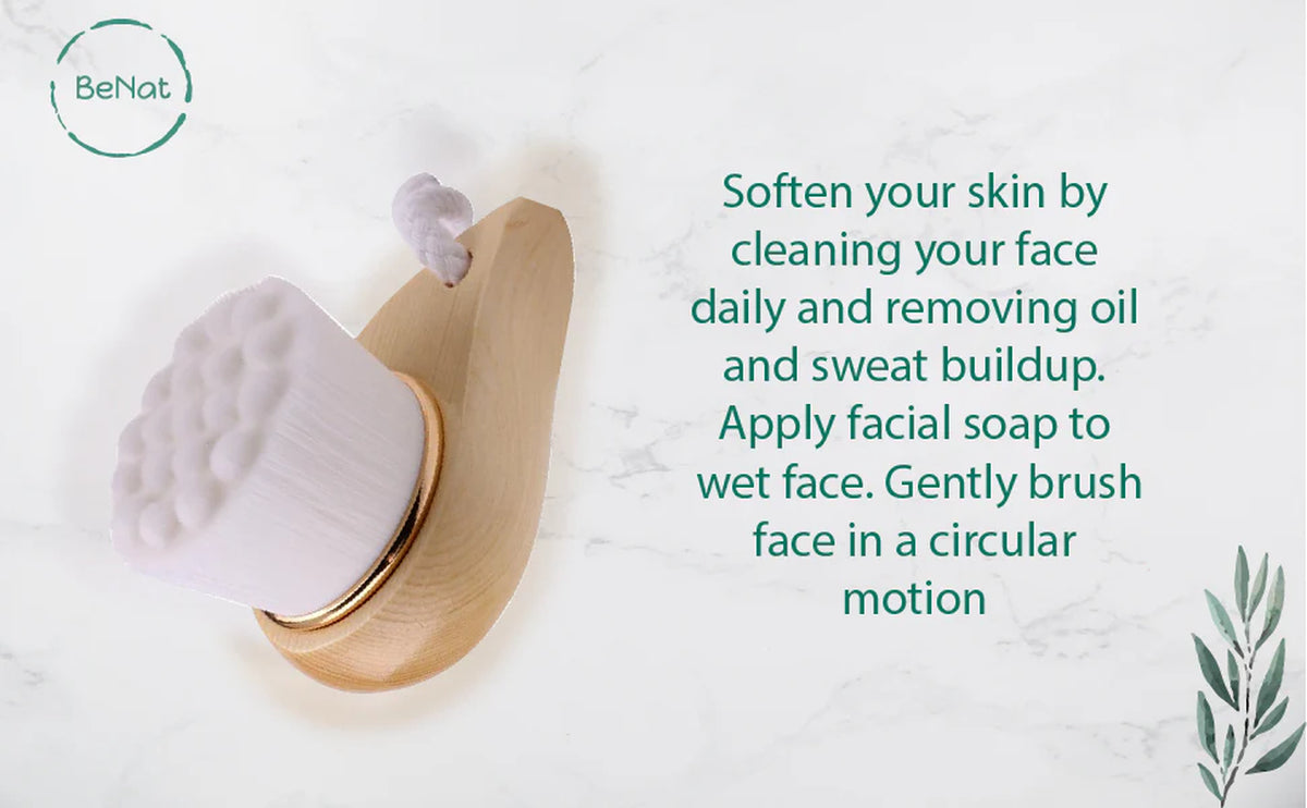 Facial Cleansing Brush Bamboo Handle Soft Bristles – image 4