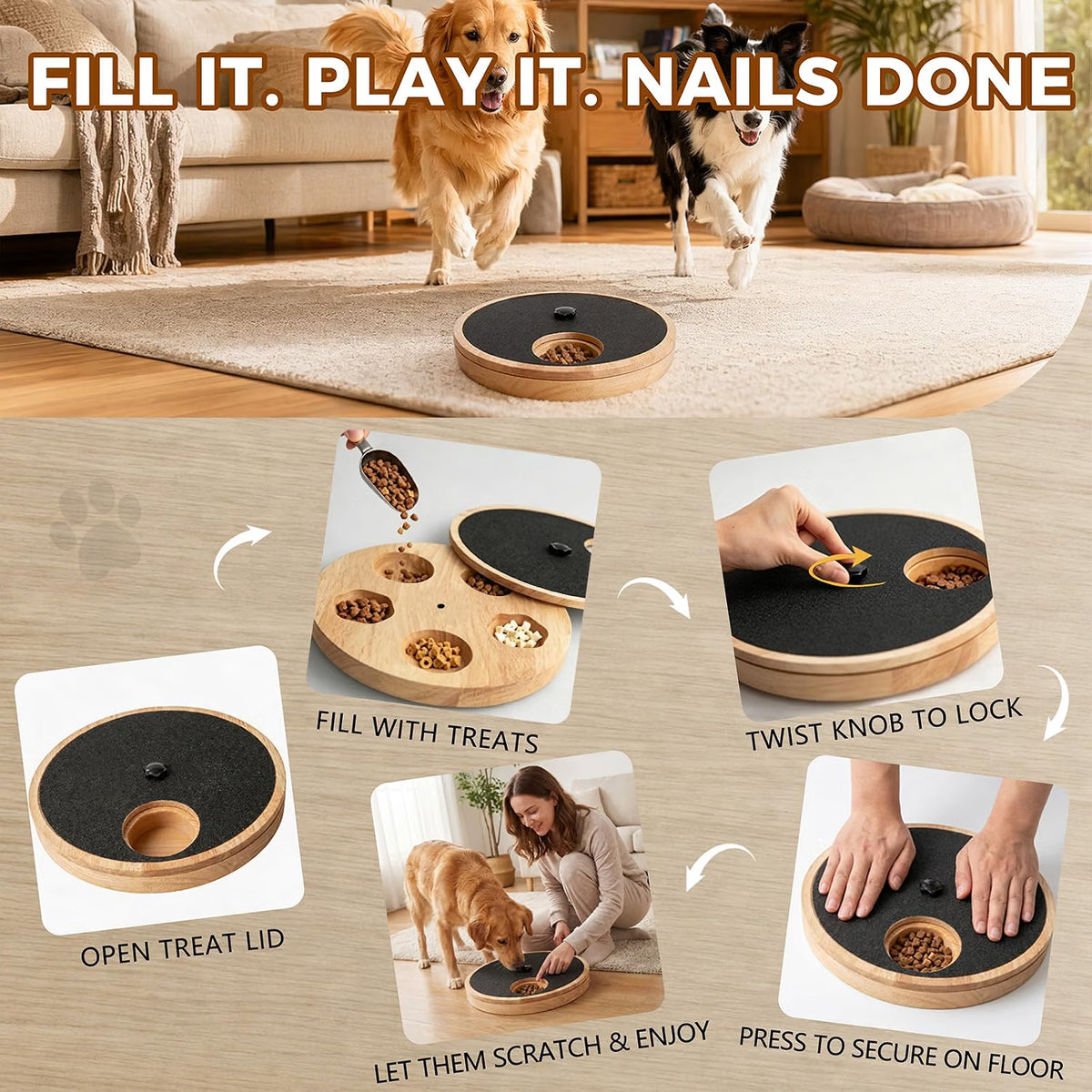 Dog Nail Scratch Board with Treat Box – Adjustable Tension – image 3
