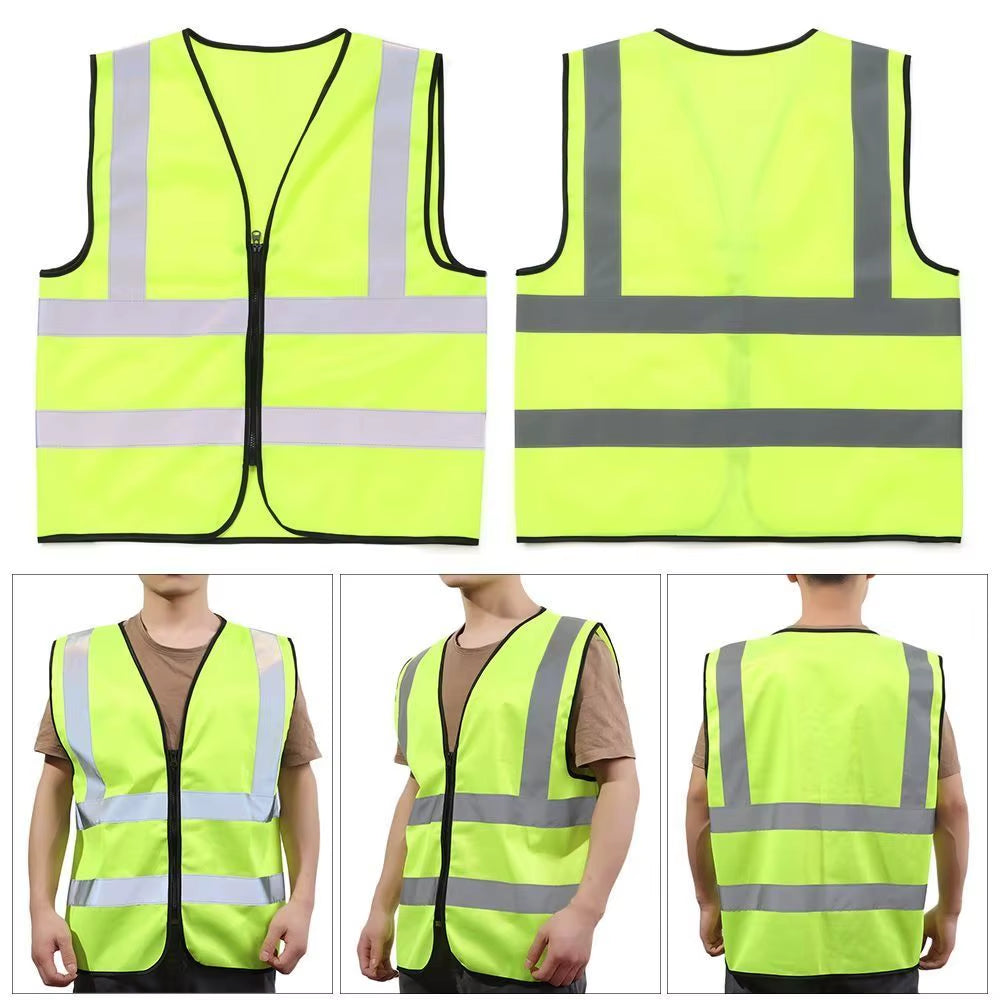 High-Visibility Reflective Safety Vest with Zipper