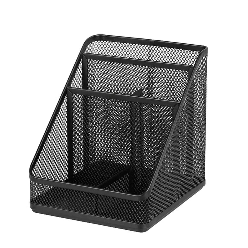 Desk Organizer – Black Steel Mesh with 5 Compartments – image 3