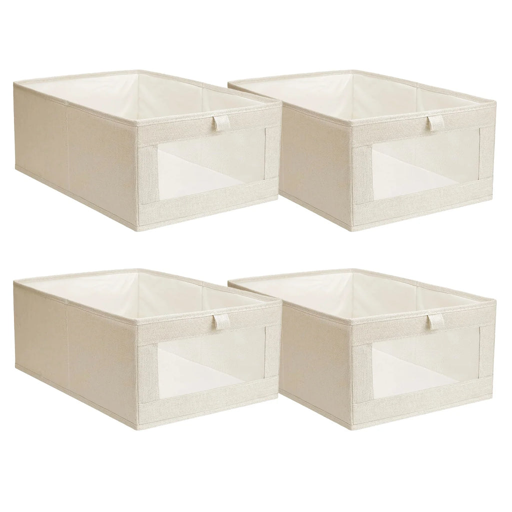 Closet Storage Bins 4-Pack - Foldable Linen Baskets with Clear Window – image 9