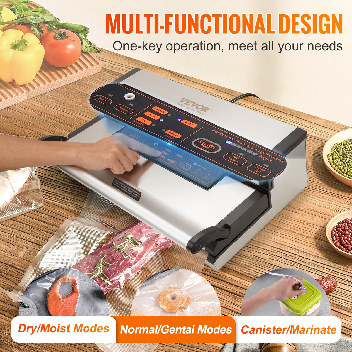 Dual Pump Vacuum Sealer Machine 95kPa 350W with Built-In Cutter – image 5