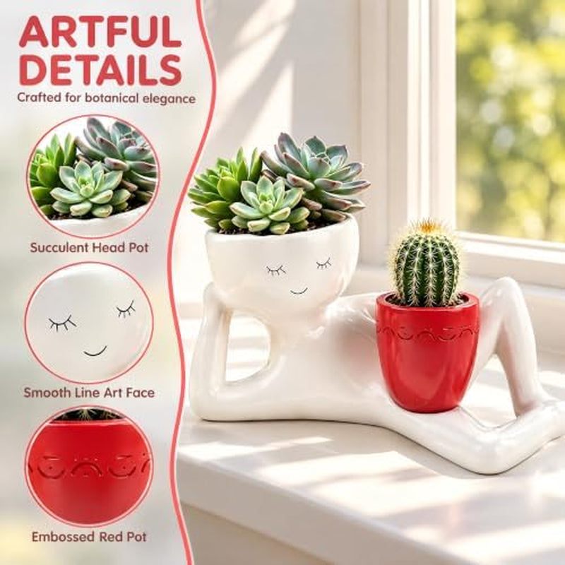 Face Planter Pot - Sleepy Head Succulent Planter – image 5