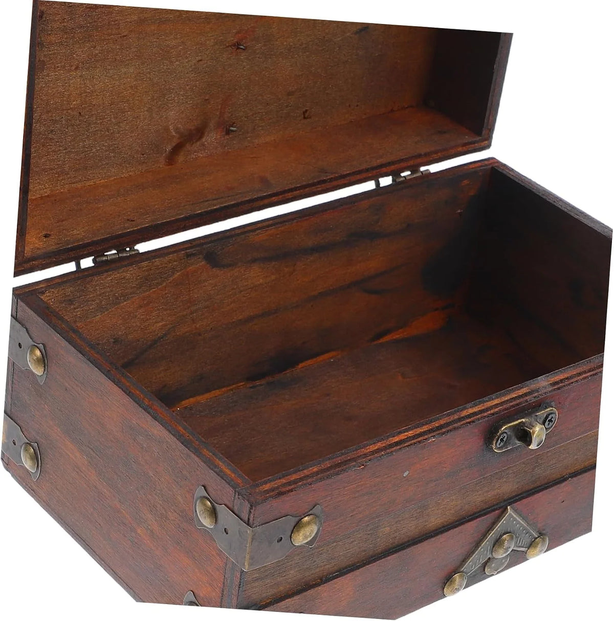 Wooden Jewelry Box with Lock, Vintage Treasure Chest Style – image 8